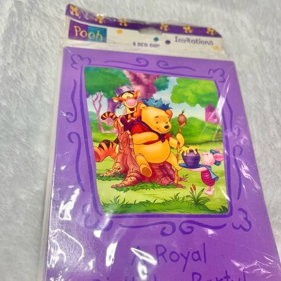 Vintage 90’s Winnie The Pooh Disney Birthday Invitations Pack Of 8 - Picture 2 of 6